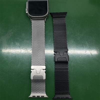 apple watch表带米兰尼斯s10代通用不锈钢降落伞手表带米兰钢带